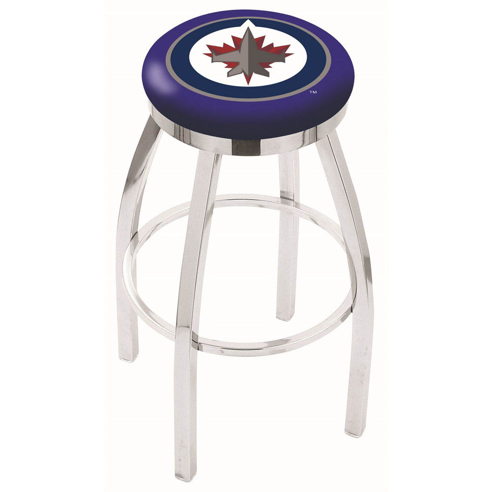 inch Chrome Winnipeg Jets Swivel Bar Stool w/ Accent Ring