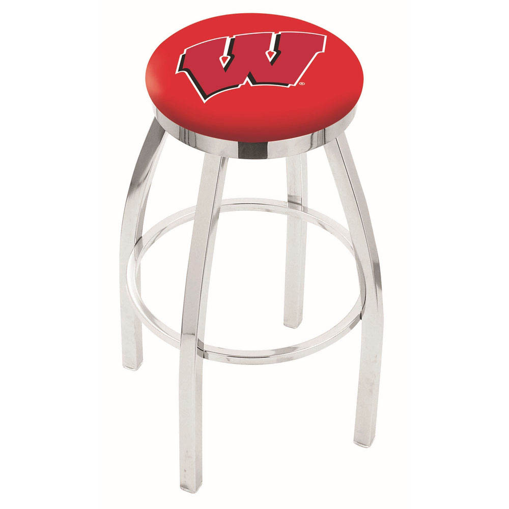 inch Chrome Wisconsin (W) Swivel Bar Stool w/ Accent Ring