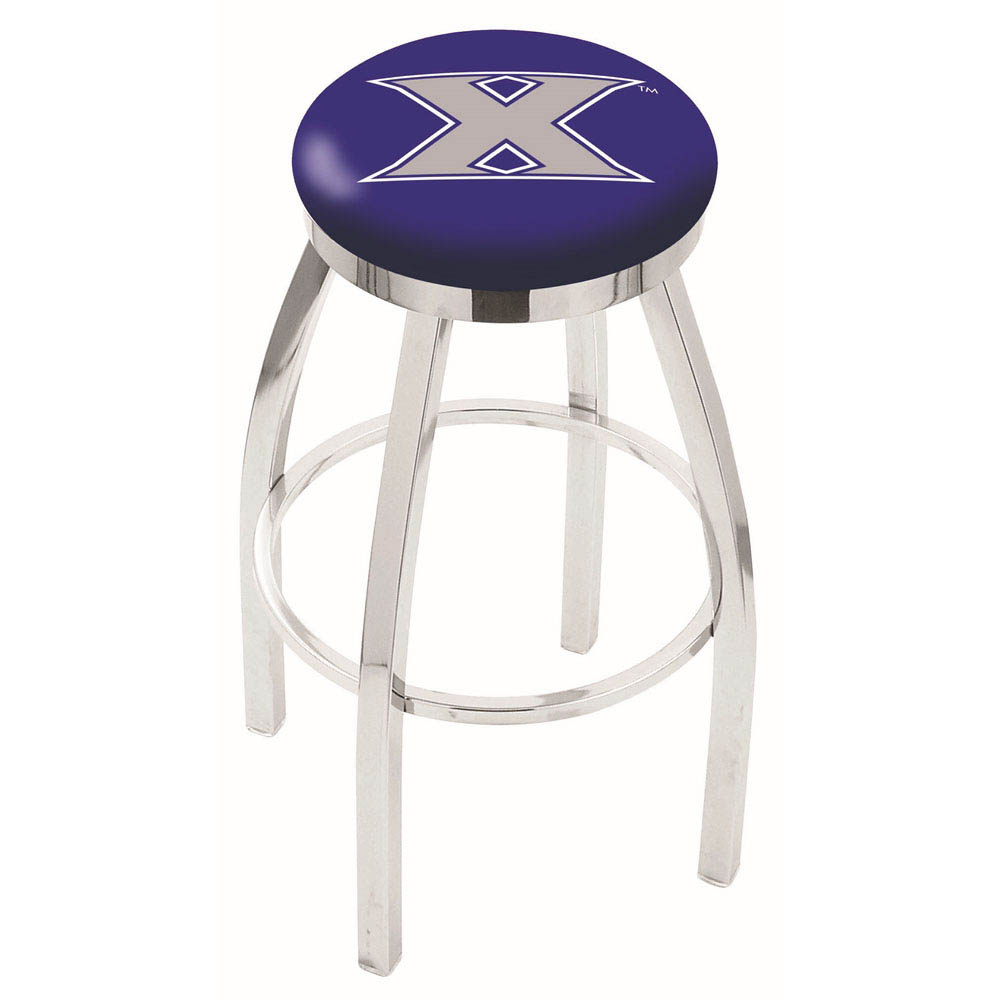 inch Chrome Xavier Swivel Bar Stool w/ Accent Ring
