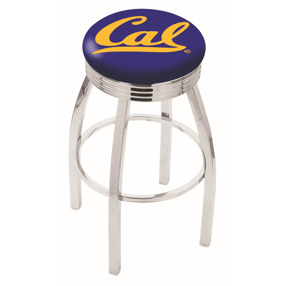inch Chrome Cal Swivel Bar Stool w/ Ribbed Accent