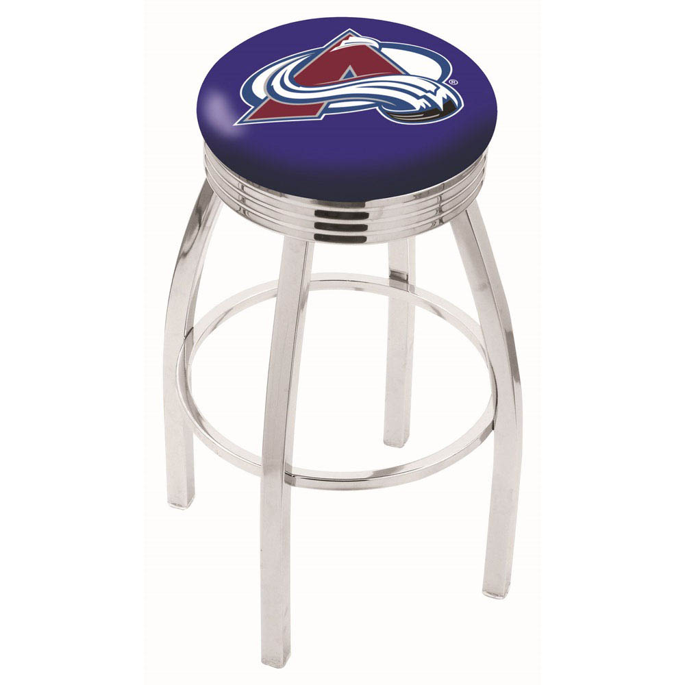 inch Chrome Colorado Avalanche Swivel Bar Stool w/ Ribbed Accent