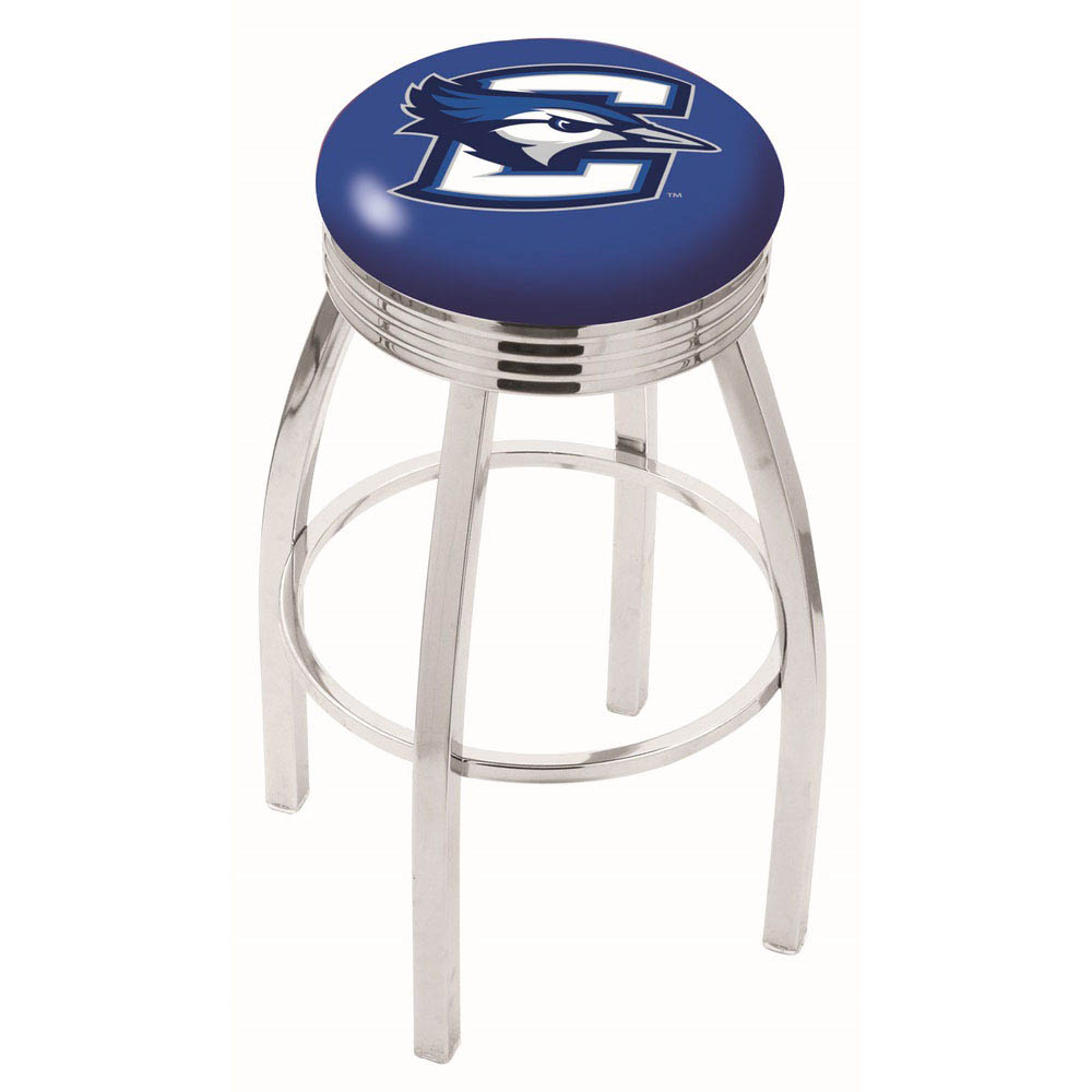inch Chrome Creighton Swivel Bar Stool w/ Ribbed Accent