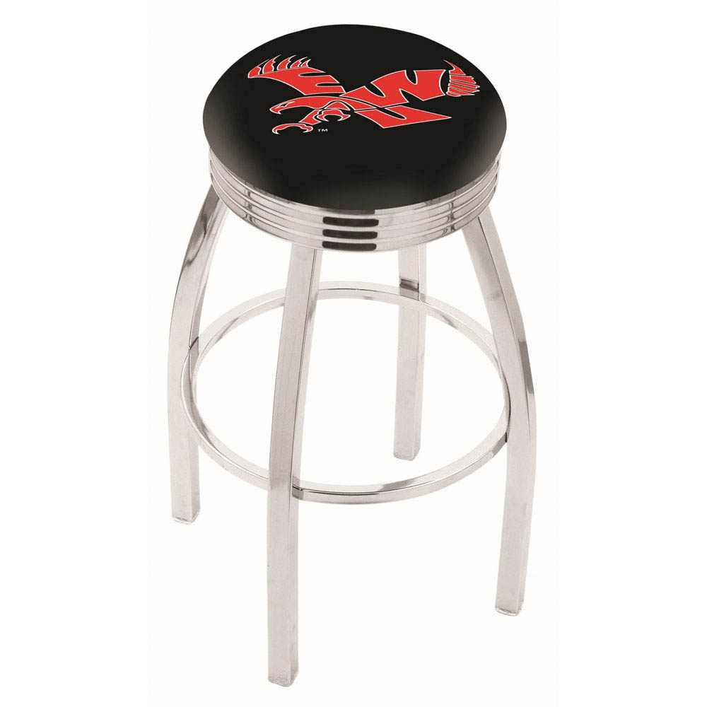 inch Chrome Eastern Washington Swivel Bar Stool w/ Ribbed Accent