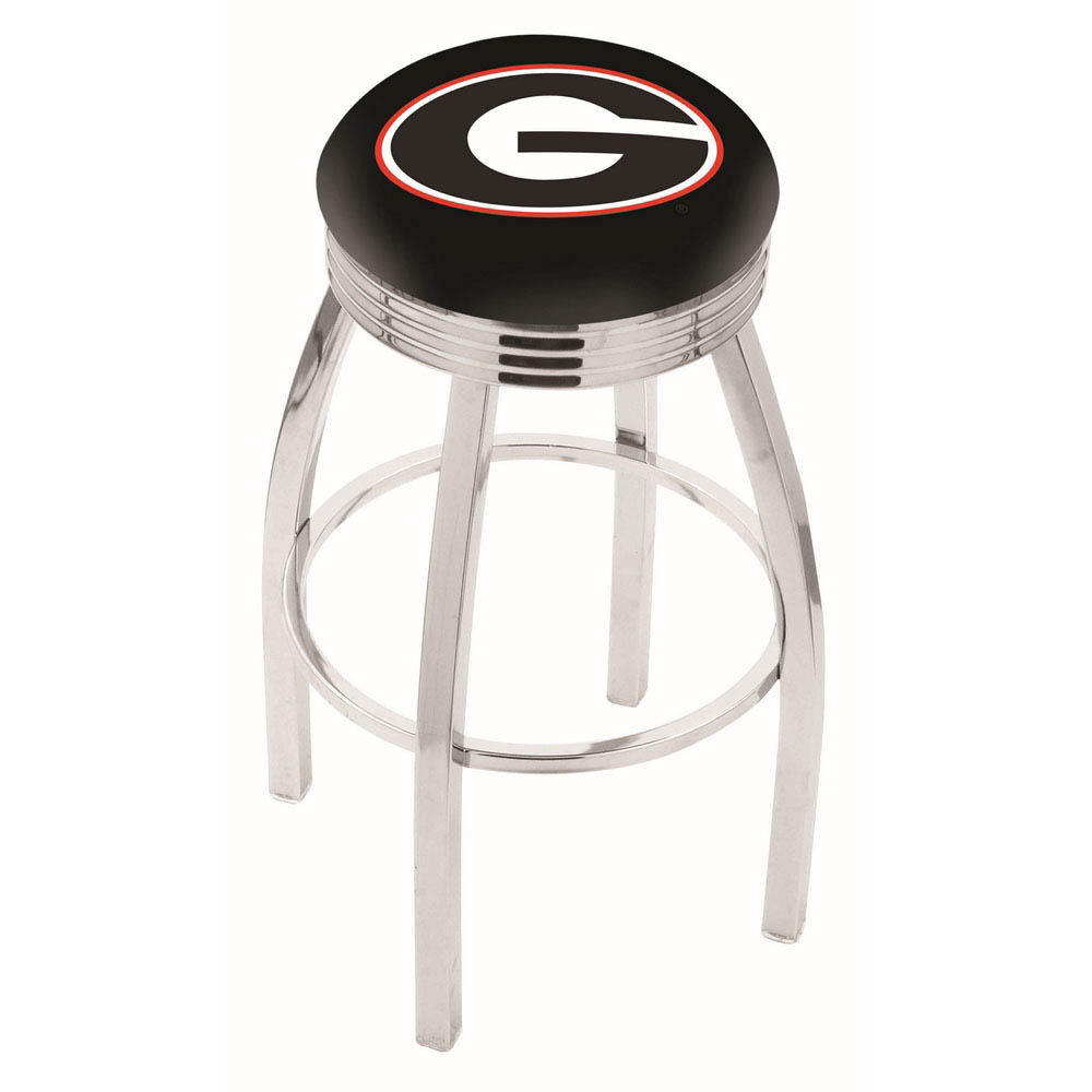 inch Chrome Georgia (G) Swivel Bar Stool w/ Ribbed Accent