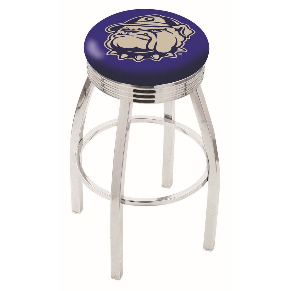 inch Chrome Georgetown Swivel Bar Stool w/ Ribbed Accent