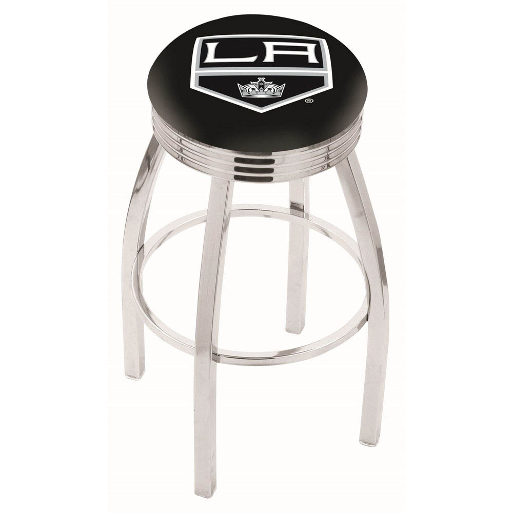 inch Chrome Los Angeles Kings Swivel Bar Stool w/ Ribbed Accent