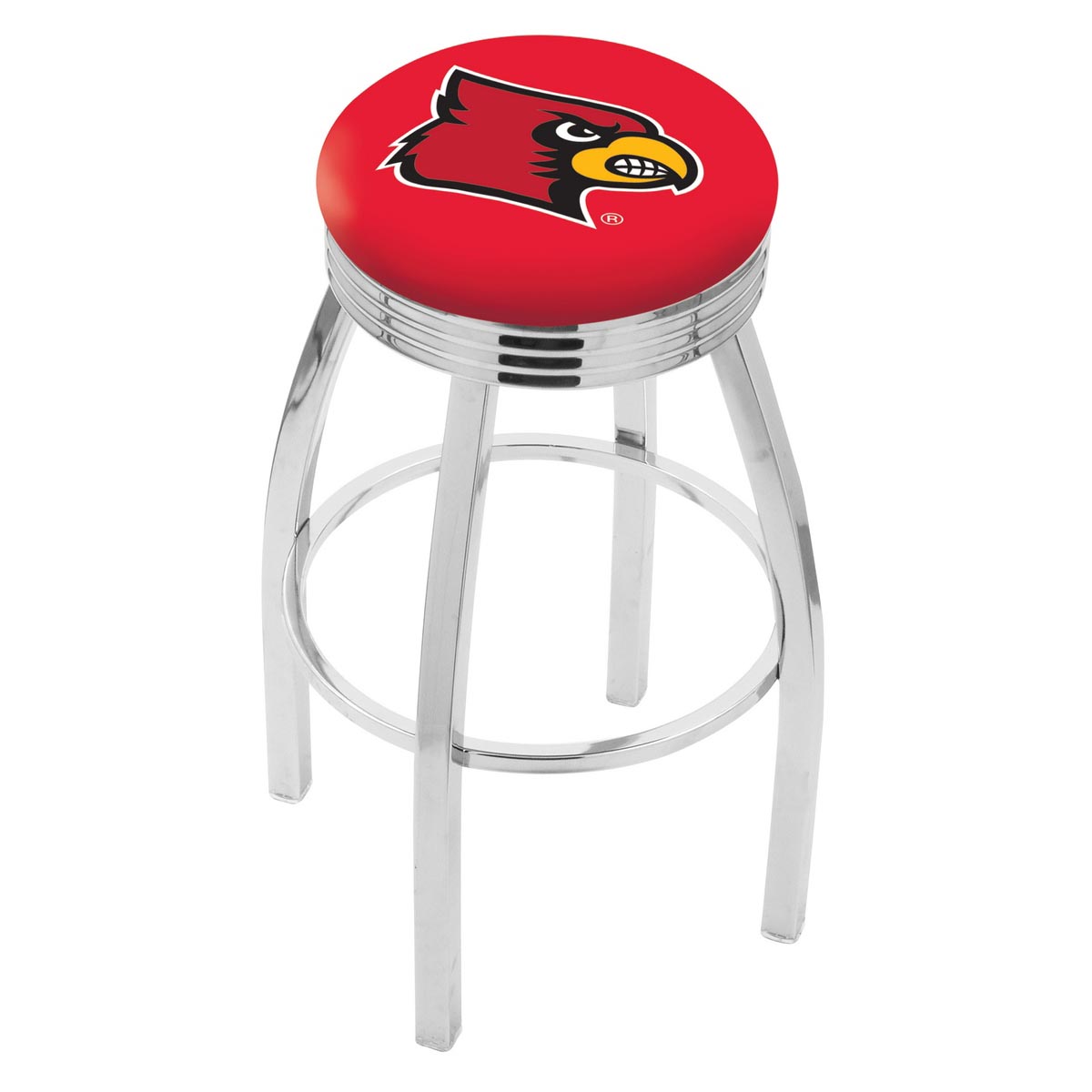 inch Chrome Louisville Swivel Bar Stool w/ Ribbed Accent