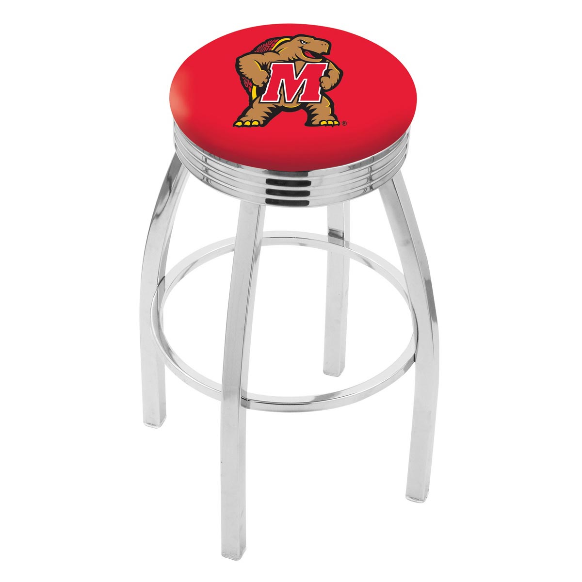 inch Chrome Maryland Swivel Bar Stool w/ Ribbed Accent