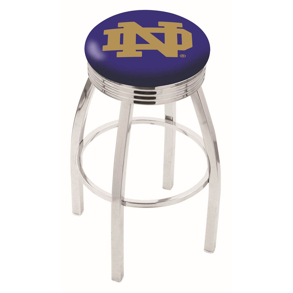 inch Chrome Notre Dame Swivel Bar Stool w/ Ribbed Accent