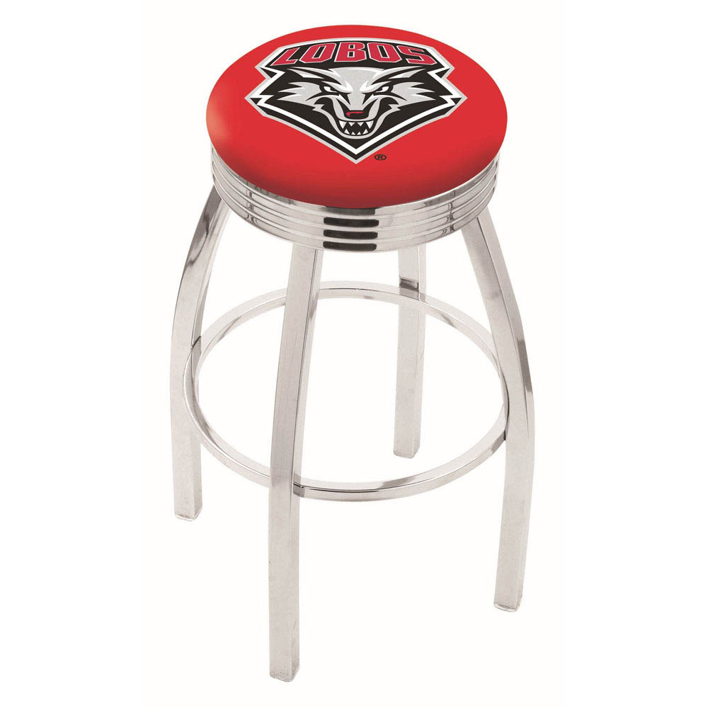 inch Chrome New Mexico Swivel Bar Stool w/ Ribbed Accent