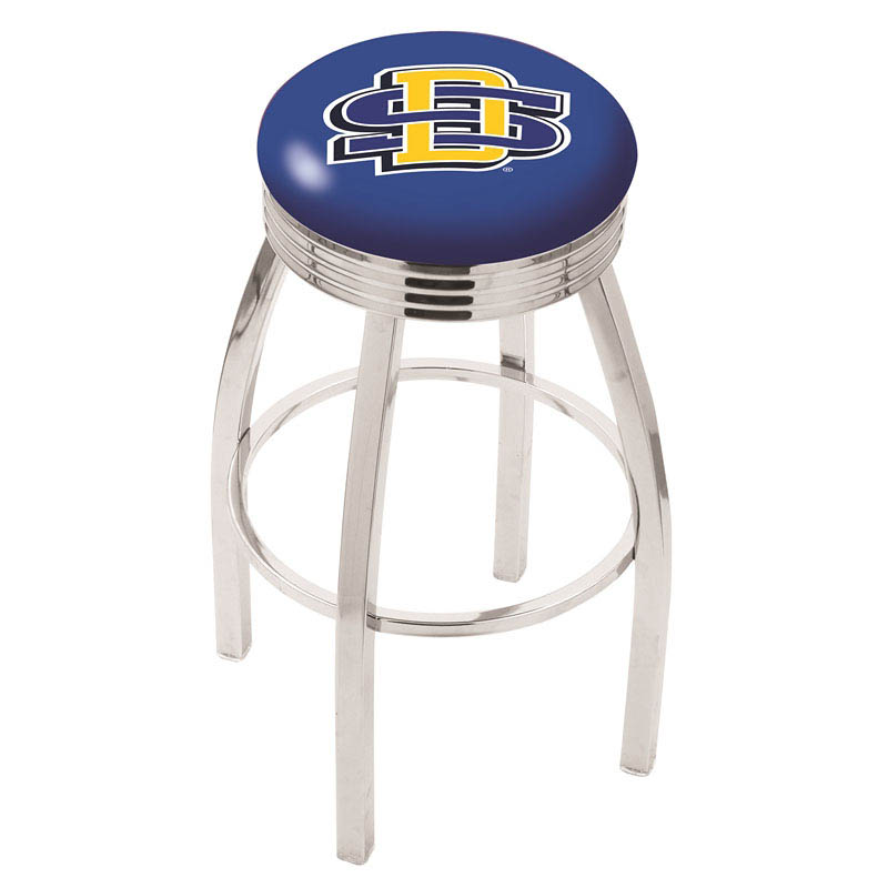 inch Chrome South Dakota State Swivel Bar Stool w/ Ribbed Accent