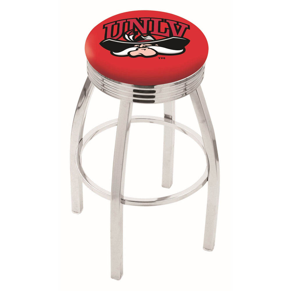 inch Chrome UNLV Swivel Bar Stool w/ Ribbed Accent