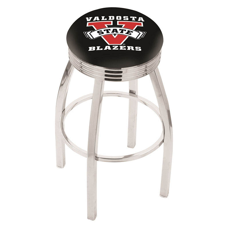 inch Chrome Valdosta State Swivel Bar Stool w/ Ribbed Accent