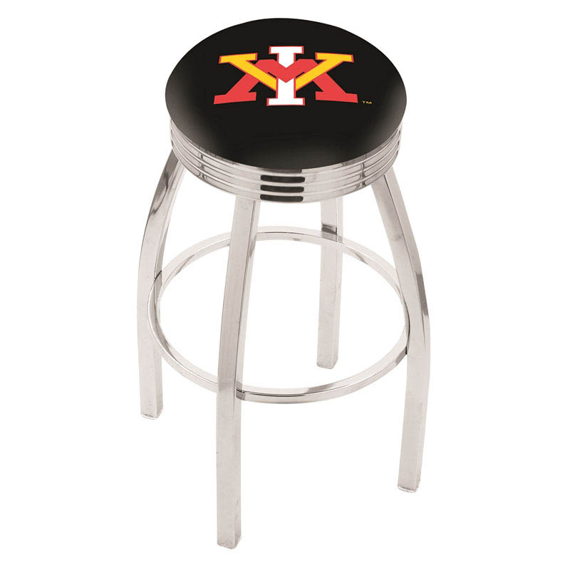 inch Chrome Virginia Military Institute Swivel Bar Stool w/ Ribbed Accent