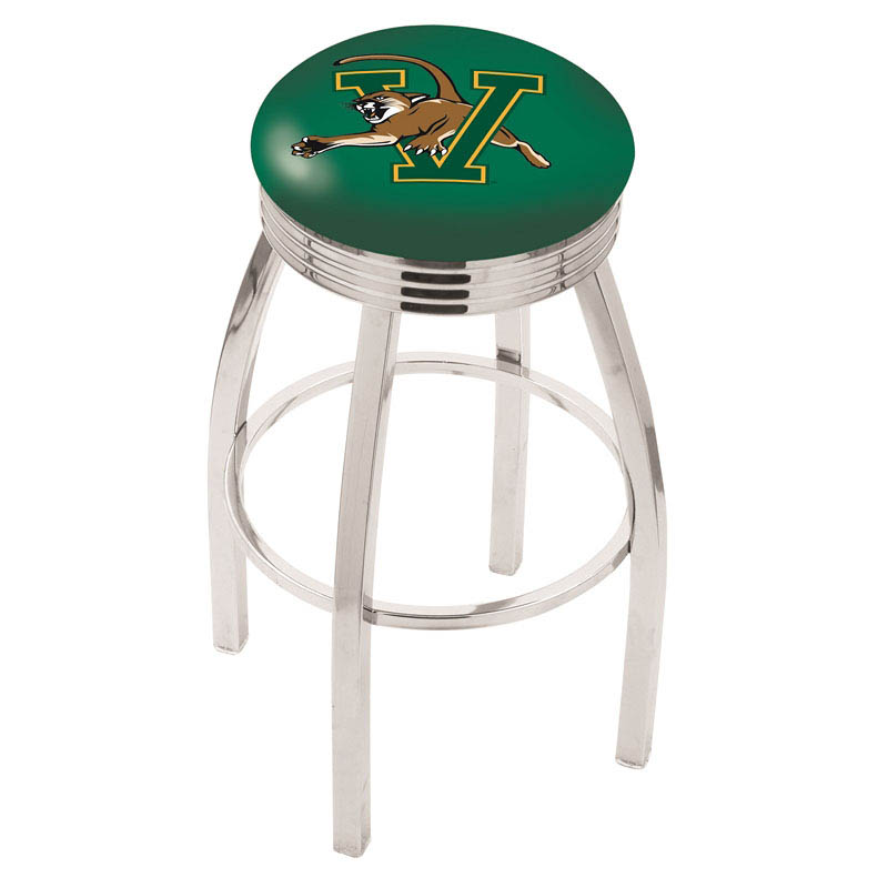 inch Chrome Vermont Swivel Bar Stool w/ Ribbed Accent