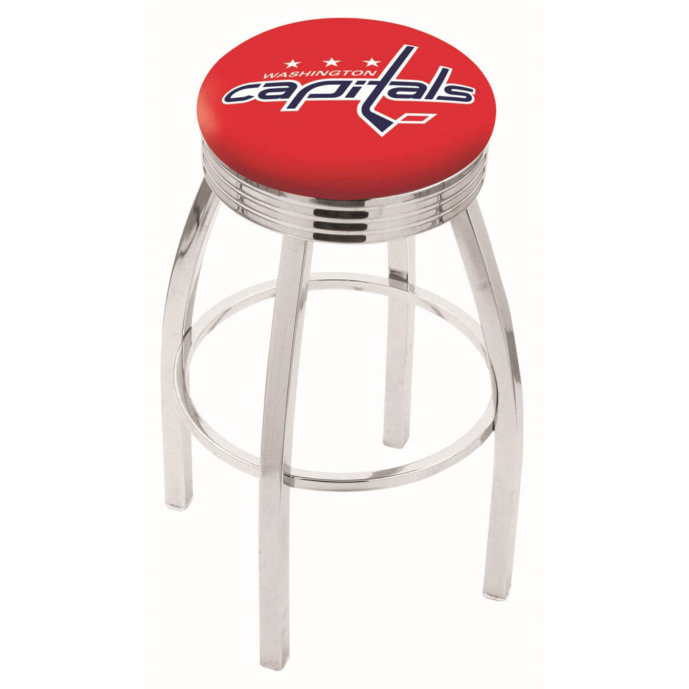 inch Chrome Washington Capitals Swivel Bar Stool w/ Ribbed Accent