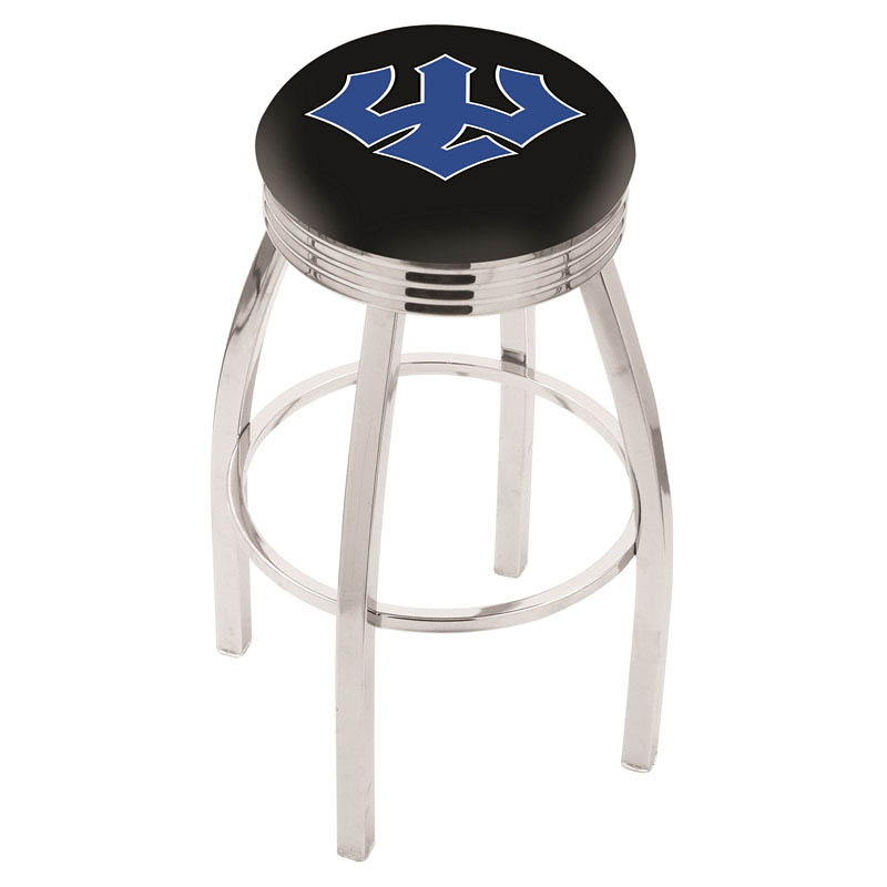 inch Chrome Washington & Lee Swivel Bar Stool w/ Ribbed Accent