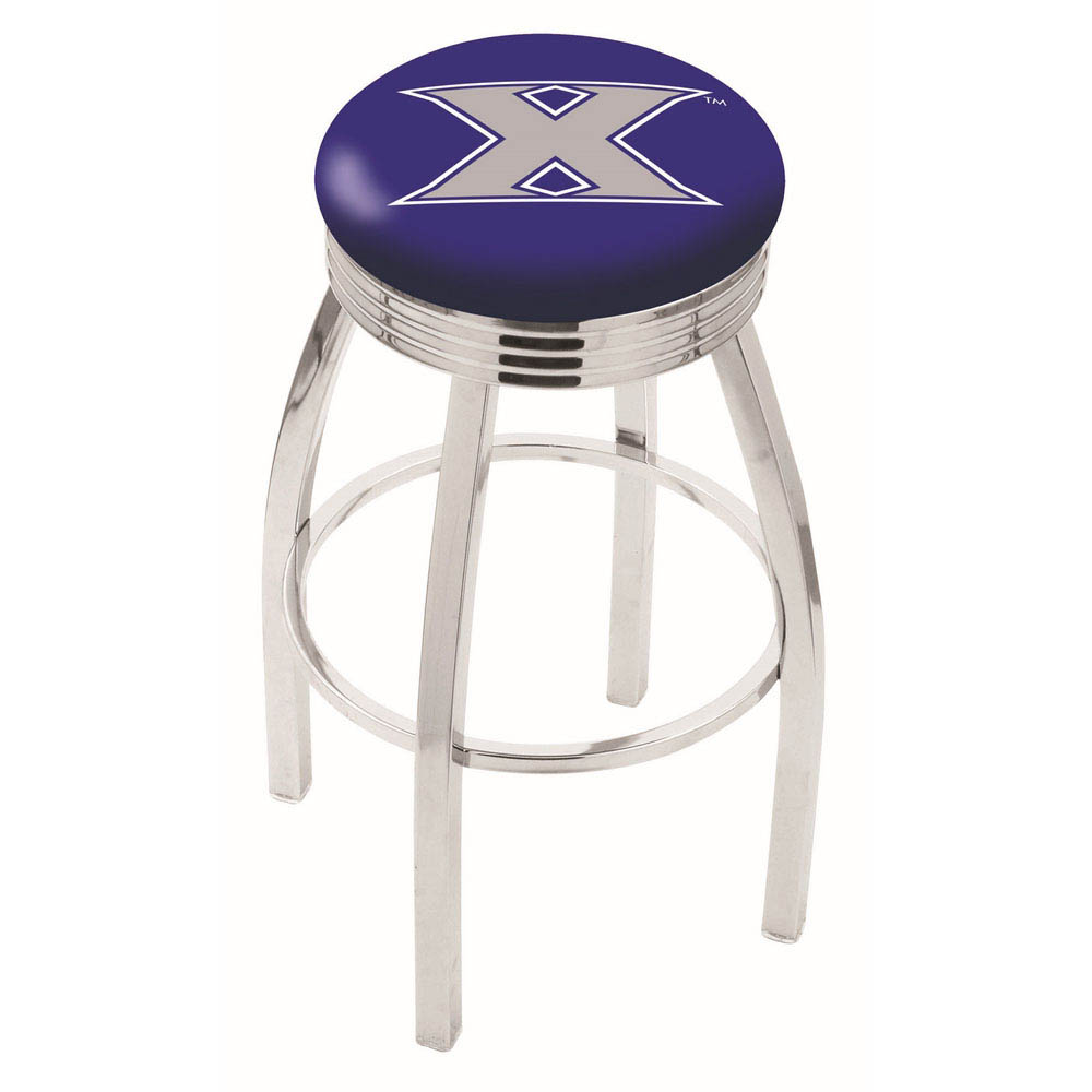 inch Chrome Xavier Swivel Bar Stool w/ Ribbed Accent Ring