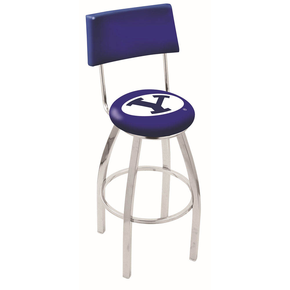 inch Chrome Brigham Young Swivel Bar Stool w/ Back