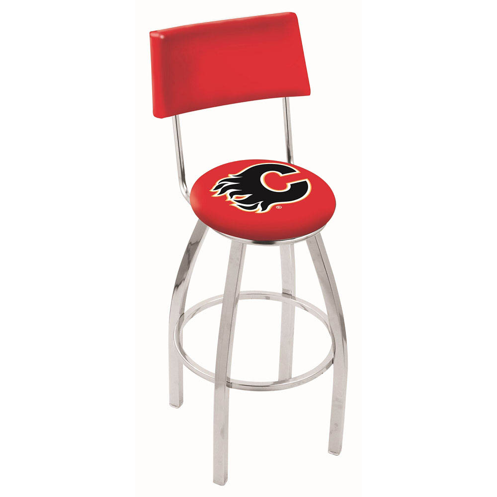 inch Chrome Calgary Flames Swivel Bar Stool w/ Back