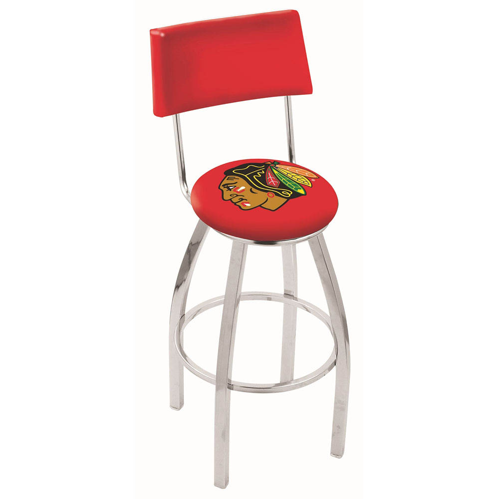 inch Chrome Chicago Blackhawks (Red) Swivel Bar Stool w/ Back