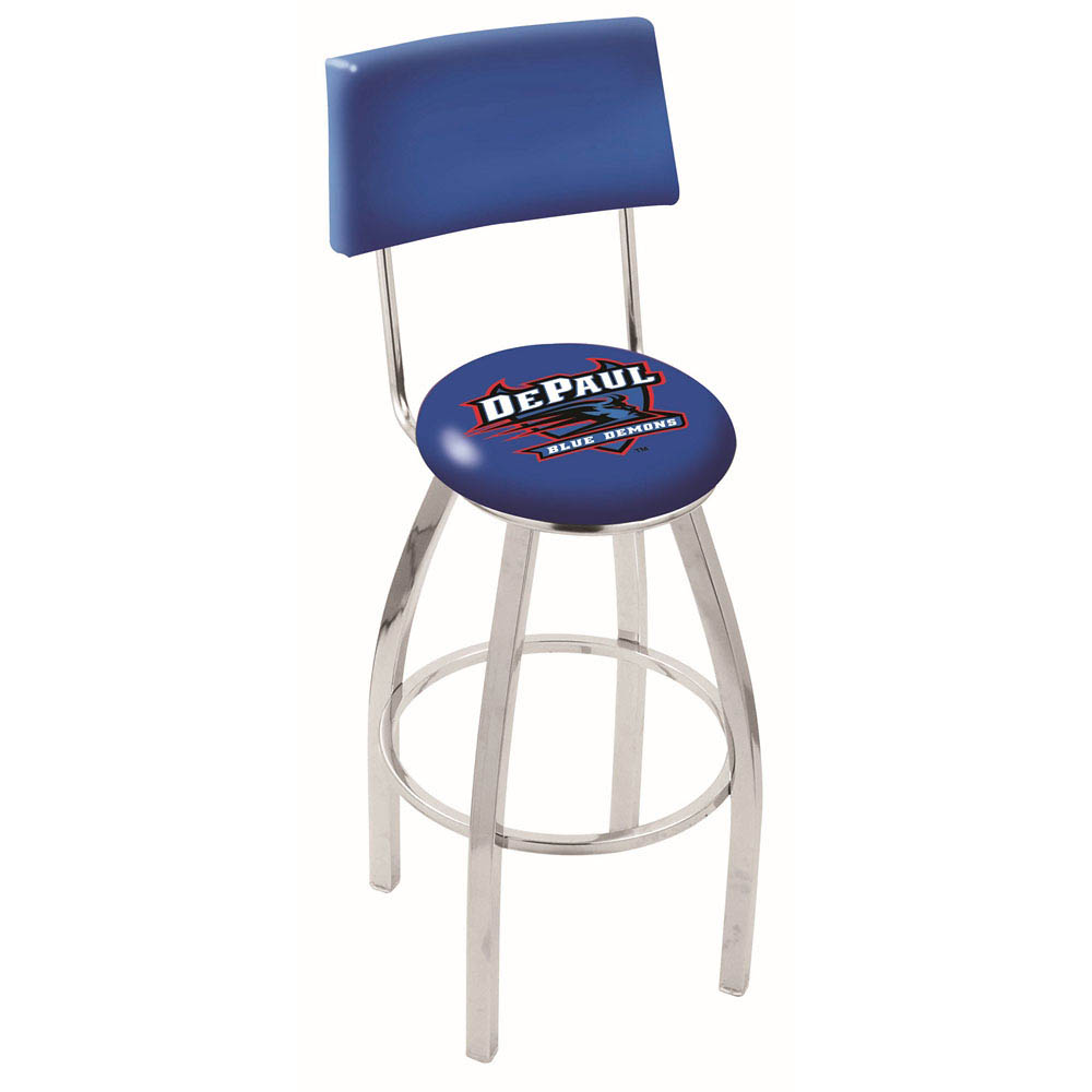 inch Chrome DePaul Swivel Bar Stool w/ Back