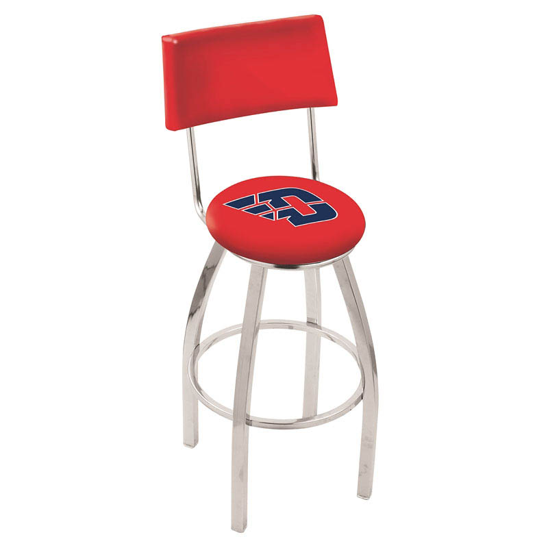 inch Chrome University of Dayton Swivel Bar Stool w/ Back