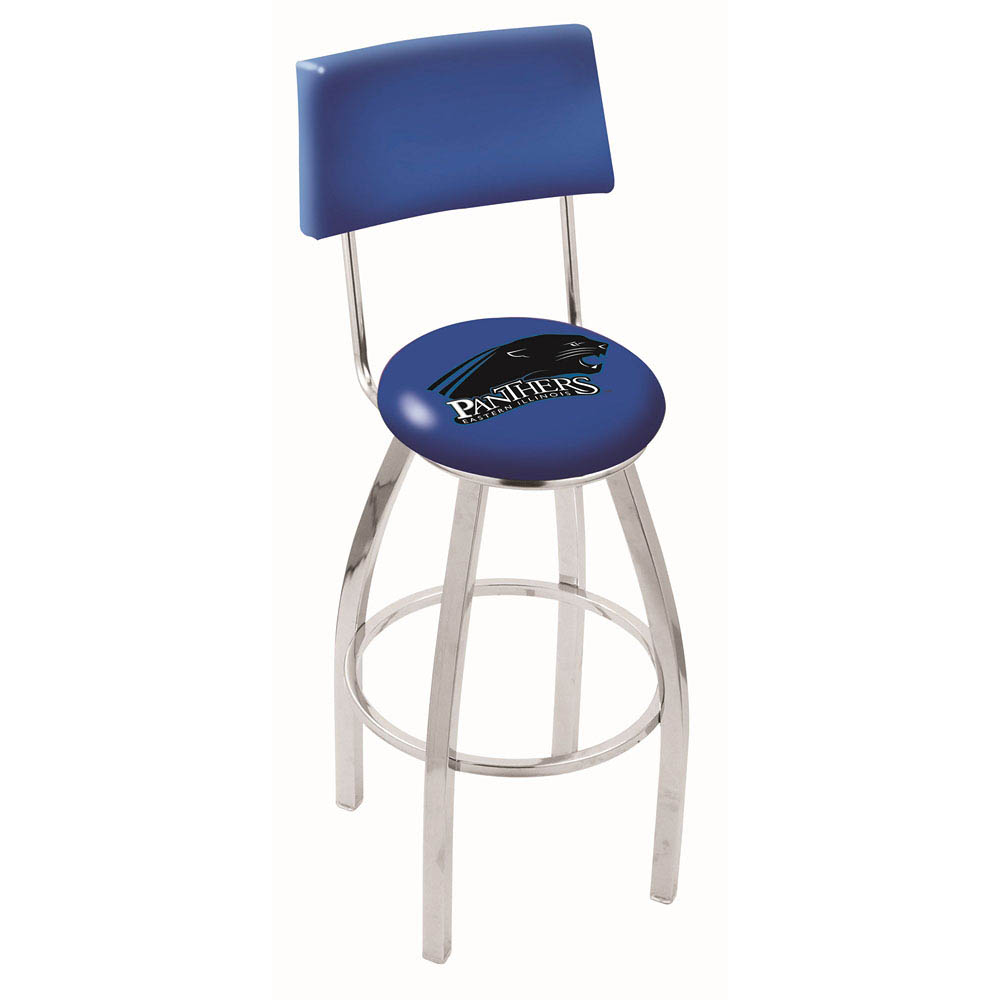 inch Chrome Eastern Illinois Swivel Bar Stool w/ Back