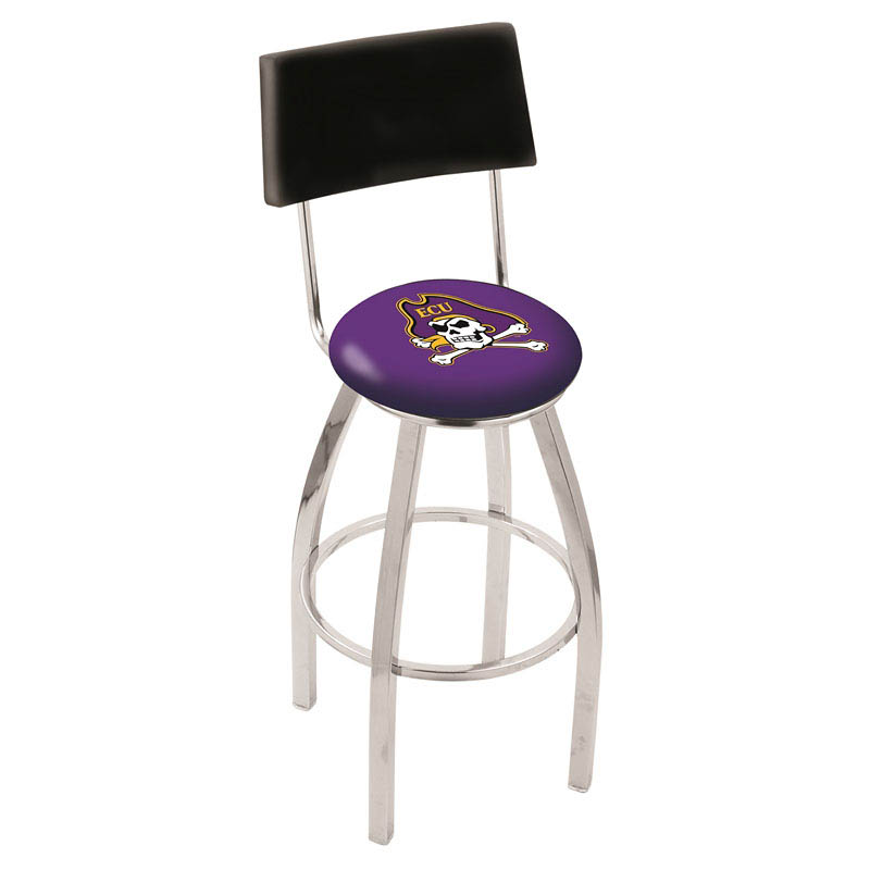 inch Chrome East Carolina Swivel Bar Stool w/ Back