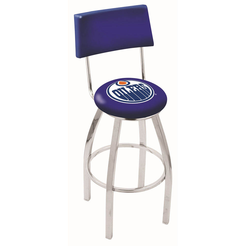 inch Chrome Edmonton Oilers Swivel Bar Stool w/ Back