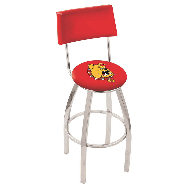 inch Chrome Ferris State Swivel Bar Stool w/ Back