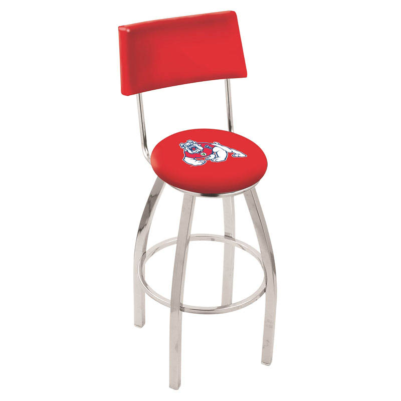 inch Chrome Fresno State Swivel Bar Stool w/ Back