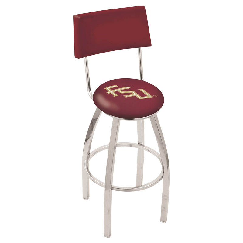 inch Chrome Florida State Swivel Bar Stool w/ Back