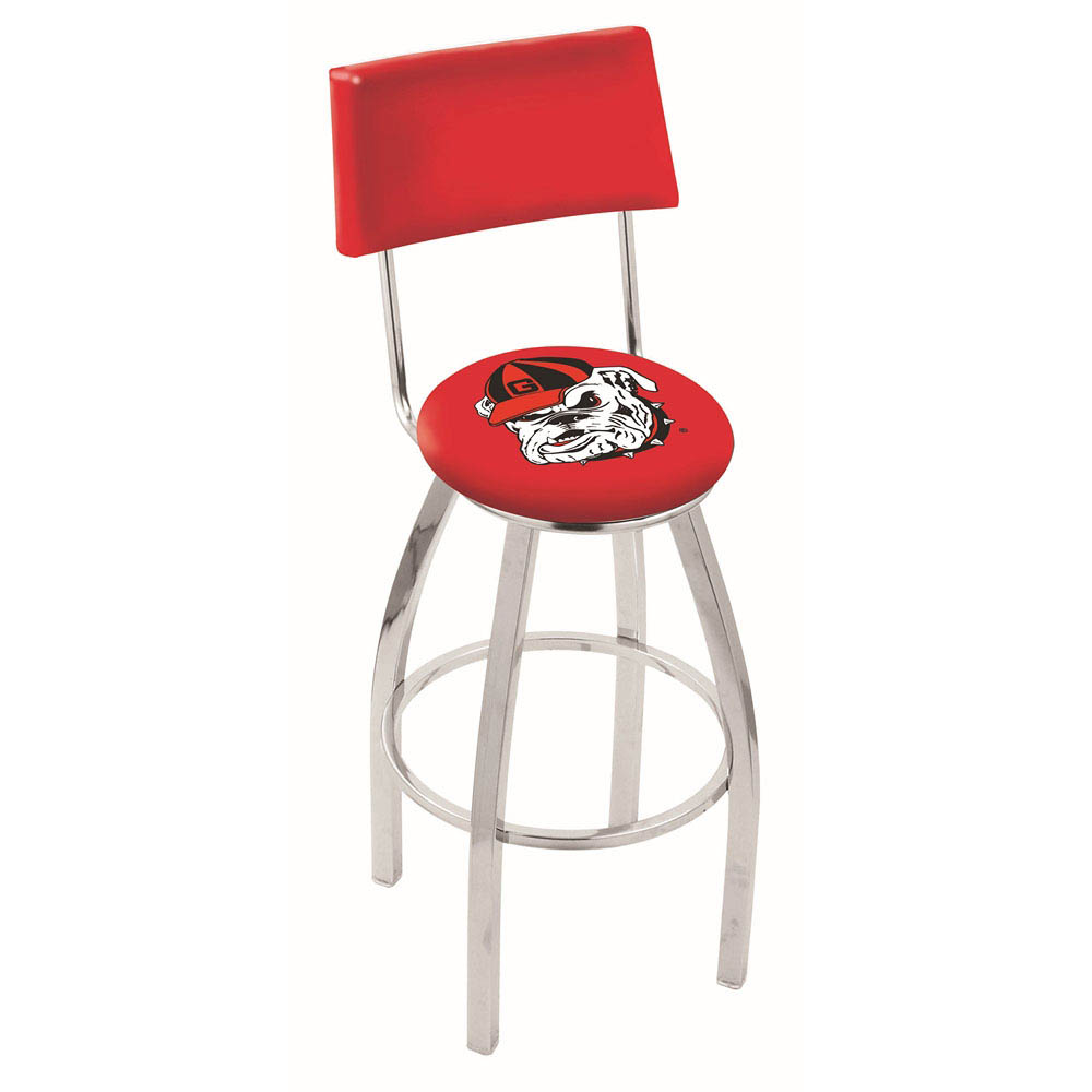 inch Chrome Georgia Bulldog Swivel Bar Stool w/ Back