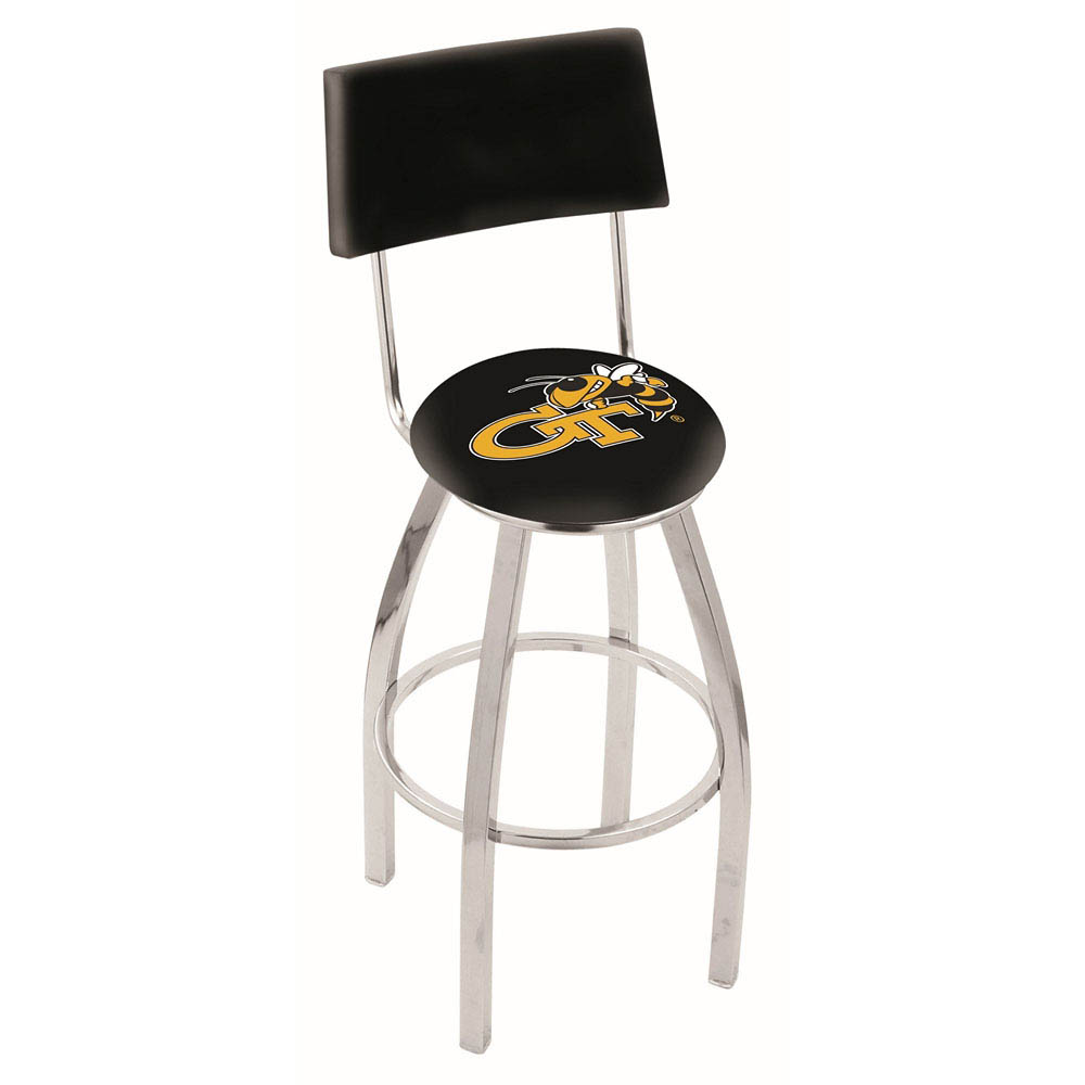 inch Chrome Georgia Tech Swivel Bar Stool w/ Back