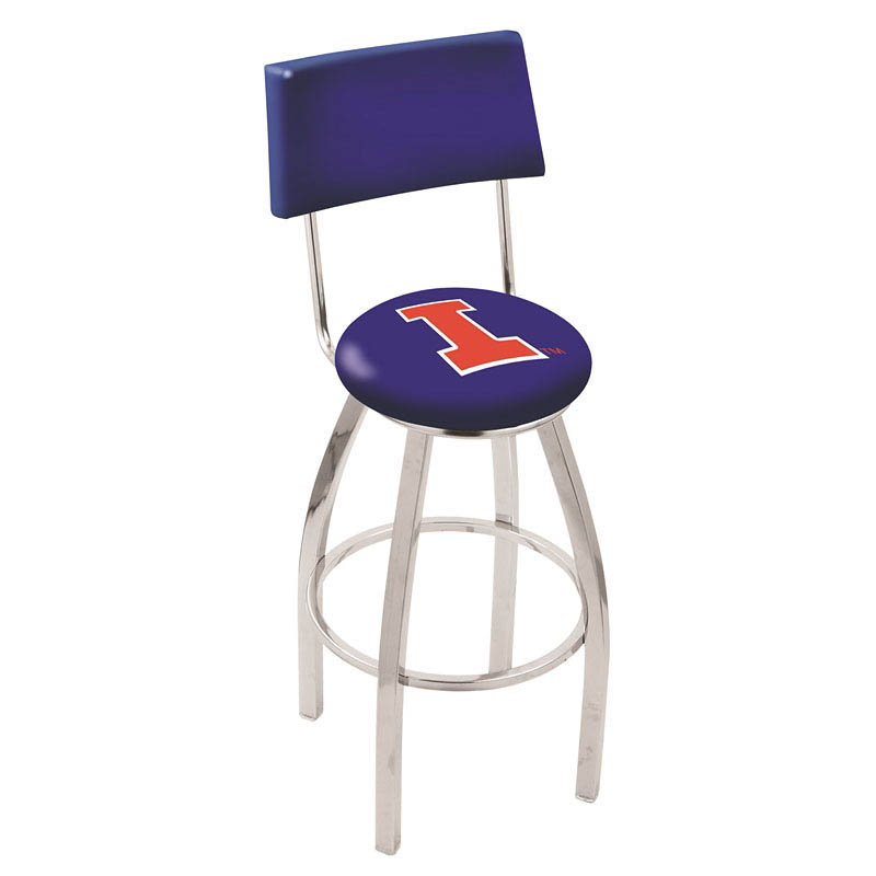 inch Chrome Illinois Swivel Bar Stool w/ Back