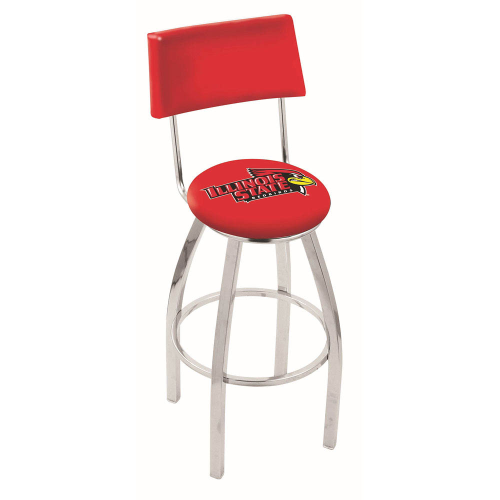 inch Chrome Illinois State Swivel Bar Stool w/ Back