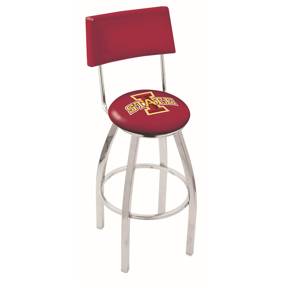 inch Chrome Iowa State Swivel Bar Stool w/ Back