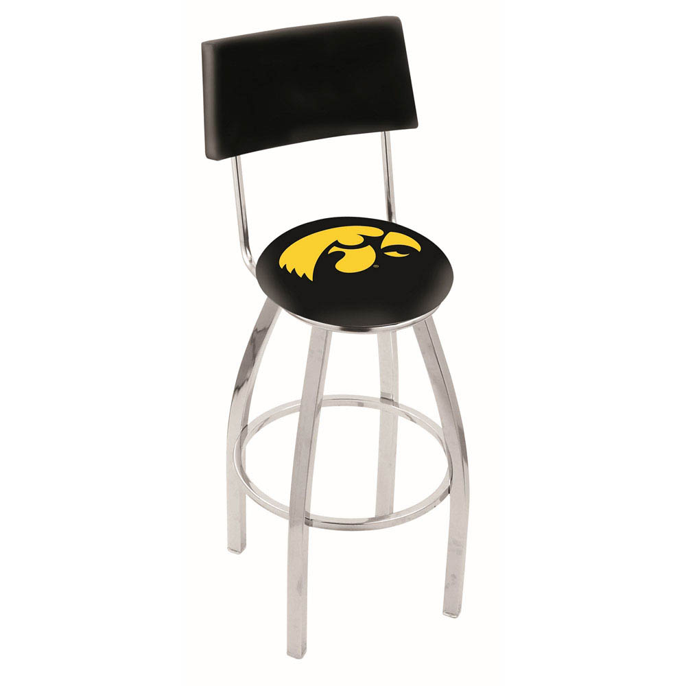 inch Chrome Iowa Swivel Bar Stool w/ Back