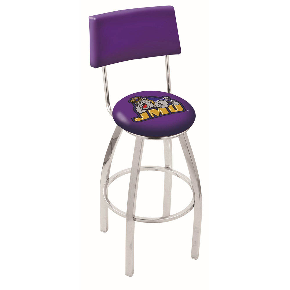 inch Chrome James Madison Swivel Bar Stool w/ Back