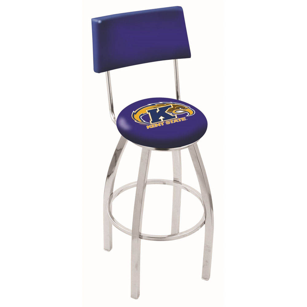 inch Chrome Kent State Swivel Bar Stool w/ Back