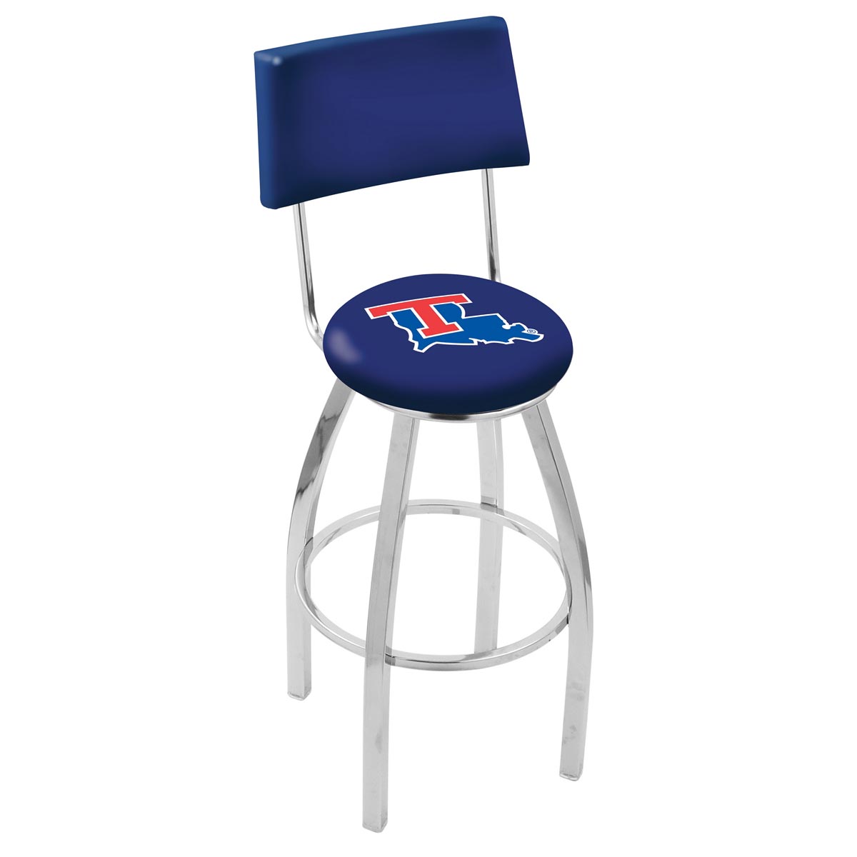 inch Chrome Louisiana Tech Swivel Bar Stool w/ Back