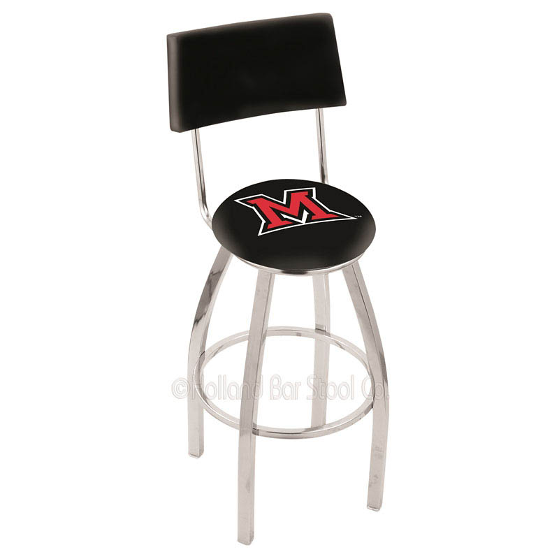 inch Chrome Miami of Ohio Swivel Bar Stool w/ Back