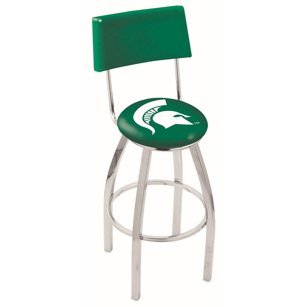 inch Chrome Michigan State Swivel Bar Stool w/ Back
