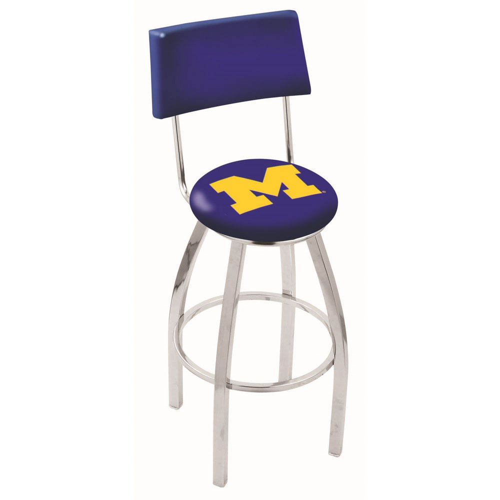 25 inch Chrome Michigan Swivel Bar Stool w/ Back