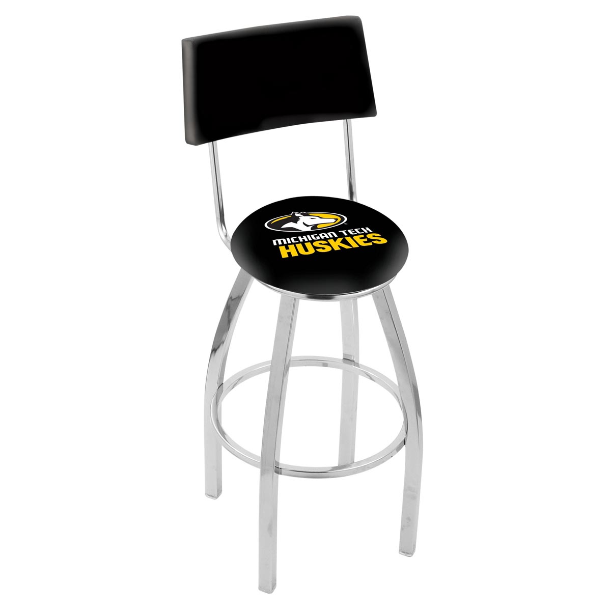 inch Chrome Michigan Tech Swivel Bar Stool w/ Back