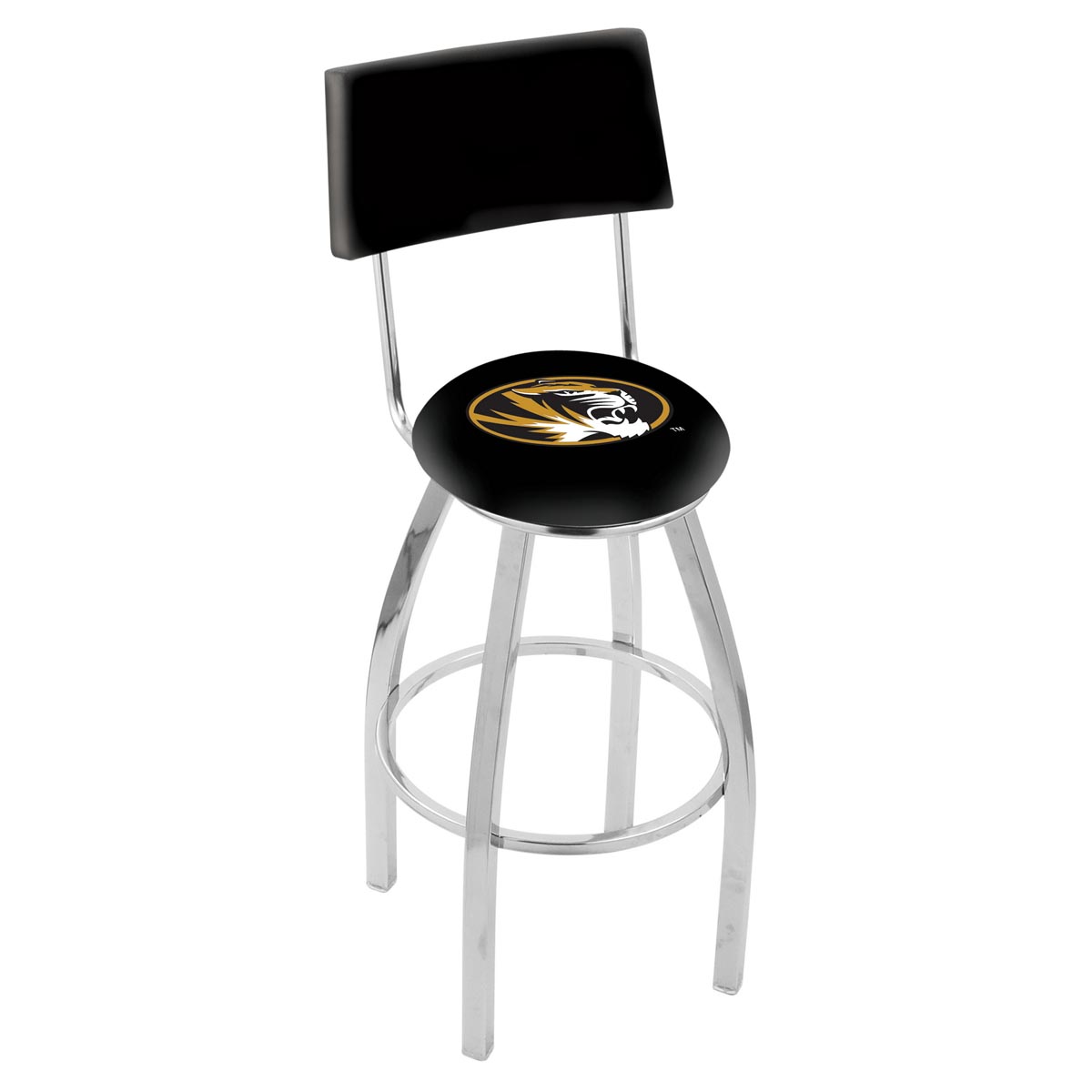 inch Chrome Missouri Swivel Bar Stool w/ Back