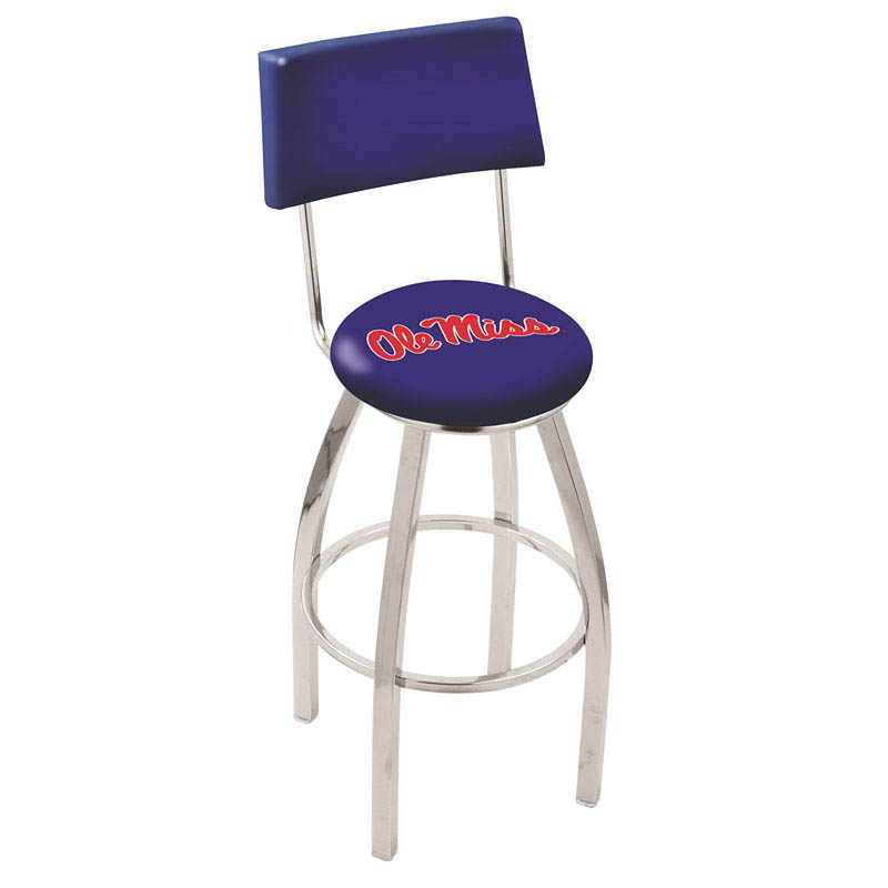 inch Chrome Ole Miss Swivel Bar Stool w/ Back