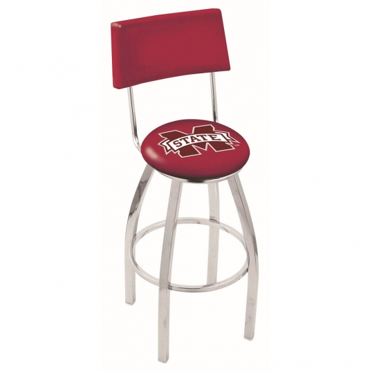 30 inch Chrome Mississippi State Swivel Counter Stool w/ Back