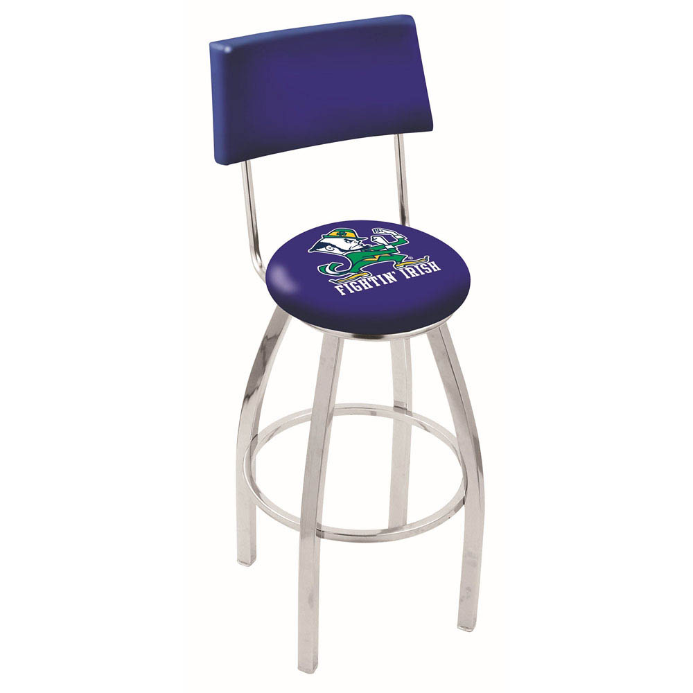 inch Chrome Notre Dame Leprechaun Swivel Bar Stool w/ Back